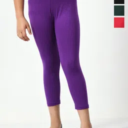 BAESD Girls Pack Of 4 Skinny Fit High-Rise Cotton Lycra Capris-66