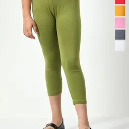 BAESD Girls Pack Of 6 Skinny Fit High-Rise Cotton Lycra Capris-image-17