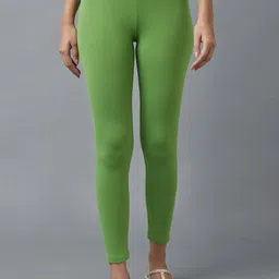 elleven Women Green Solid Ankle Length Leggings-image-64