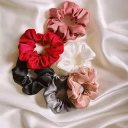 Mueras Women Set of 6 Satin Scrunchies-image-115