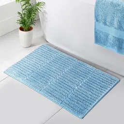 OBSESSIONS Blue Textured 2000 GSM Anti Skid Bath Rug-69