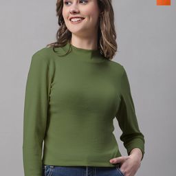 FBAR Pack Of 2 Ribbed High Neck Cotton Fitted Crop Tops-image-20