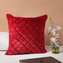 LUXEHOME INTERNATIONAL Set Of 2 Maroon Solid Quilted Cushions-image-65
