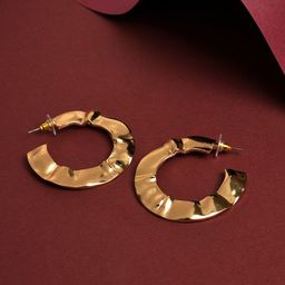 SOHI Gold-Plated Contemporary Half Hoop Earrings-16