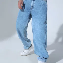 Hubberholme Men 90's Relaxed Straight Fit Mid-Rise Pure Cotton Jeans-picture-24