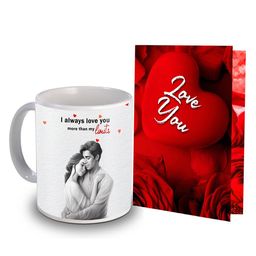 ME & YOU Red & White 2 Pieces Printed Mug & Greeting Card Home Gift Set-image-108