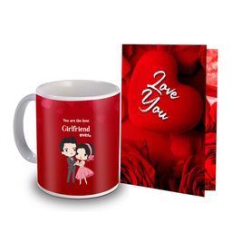 ME & YOU Red & Pink 2 Pieces Printed Mug & Greeting Card Gift Set-4