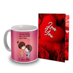ME & YOU Red & Pink 2 Pieces Floral Printed Mug & Greeting Card Home Gift Set-4