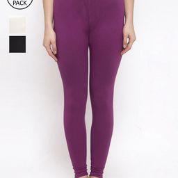TAG 7 Women Pack Of 3 Solid Leggings-picture-40