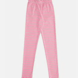 Pantaloons Junior Girls Pink & White Striped Leggings-picture-47