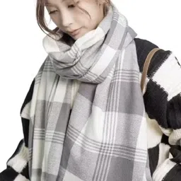 Alexvyan Checked Lightweight Fringed Wool Stole-22