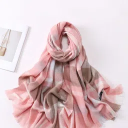 Alexvyan Checked Lightweight Fringed Wool Stole-32