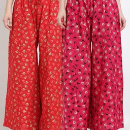 GRACIT Women Pack of 2 Printed Flared Knitted Ethnic Palazzos-image-13
