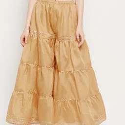 Clora Creation Women Gold-Toned Gotta Patti Flared Ethnic Palazzos-image-84