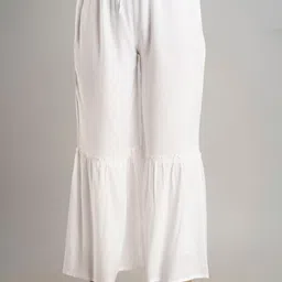 MAUKA Women White Flared Regular Palazzo-image-2