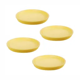LASAKI 4 Pieces Yellow Ceramic Round Planters-48