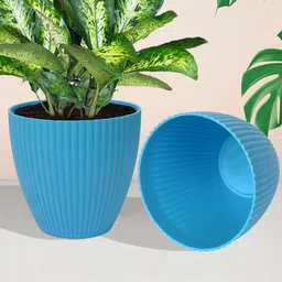 Kuber Industries White & Yellow 5 Pieces Textured Planters-93