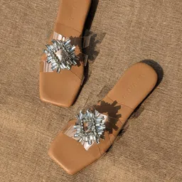 Devano Embellished Open Toe Flats-14