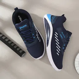 BIRDE Men Navy Blue Colourblocked Sneakers-image-64