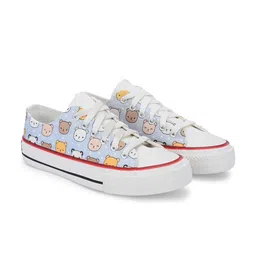 CROWCIA LONDON Men Printed Round Toe Lightweight Canvas Sneakers-image-14