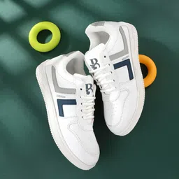 BIRDE Men Navy Blue & Off White Colourblocked Sneakers-image-20