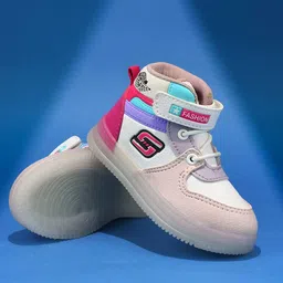 KATS Girls Colourblocked Round Toe LED Lightweight Memory Foam Sneakers-image-4