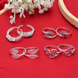 Silvermerc Designs Set Of 4 Silver-Plated Toe Ring-image-90