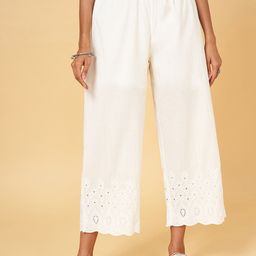 RANGMANCH BY PANTALOONS Mid-Rise Plain Cotton Parallel Trousers-image-99