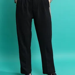 Tokyo Talkies Women Black Pleated Trousers-image-87