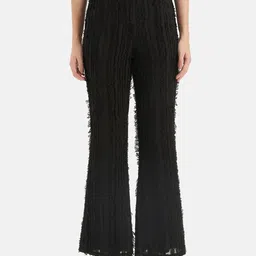 Kazo Women Relaxed Textured Self Design Bootcut Trousers-picture-16