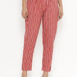 PINKVILLE JAIPUR Women Red Striped Pleated Trousers-image-72