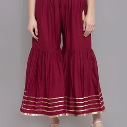 Moda Rapido Women Embellished Smart Flared Pleated Trousers-image-99