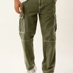 Bene Kleed Men Relaxed Fit Cargo Trousers With Contrast Stitch-image-73