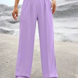 TABADTOD Women Mid-Rise Relaxed Fit Oversized Pleated Parallel Trousers-image-4