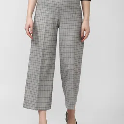 Van Heusen Woman Checked Flared Cropped Trousers-image-85