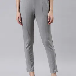 Go Colors Women Smart Slim Fit Pleated Trousers-image-48