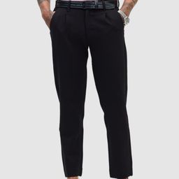 Snitch Men Black Plain Slim Fit Trousers-picture-8