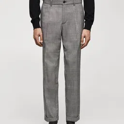 MANGO MAN Checked Slim Fit Pleated Trousers-image-66