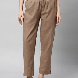 KAMI KUBI Women Straight Fit Pleated Cotton Linen Ethnic Trousers-picture-35