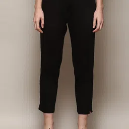 Biba Women Relaxed Straight Leg Straight Fit Pleated Cotton Trousers-picture-41