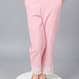 One Friday Girls Regular Fit Mid Rise Cotton Relaxed Laced Trouser-image-32