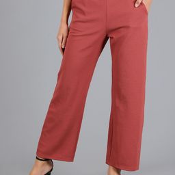 NEUDIS Women Self Designed Relaxed Straight Fit Trousers-image-36