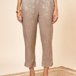 Marigold Lane Women Floral Textured High-Rise silk Peg Trousers-image-48