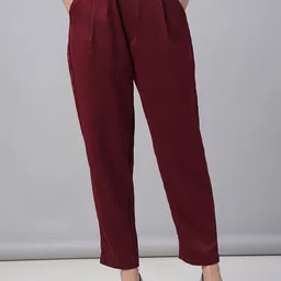 FITHUB Women Tapered Fit High-Rise Pleated Trousers-image-73