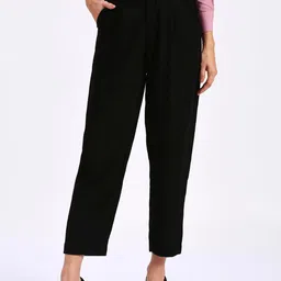 FITHUB Women Tapered Fit High-Rise Pleated Trousers-image-85