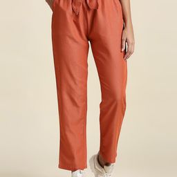 High Star Women Orange Straight Fit High-Rise Pleated Trousers-image-30