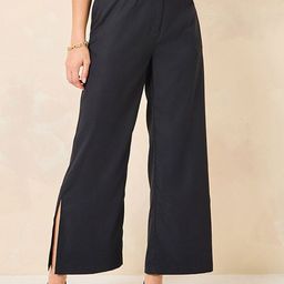 Styli Women Black High Rise Straight Leg Pants With Side Slit-image-51