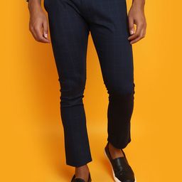 V-Mart Men Checked Dobby Weave Cotton Chinos Trousers-image-71