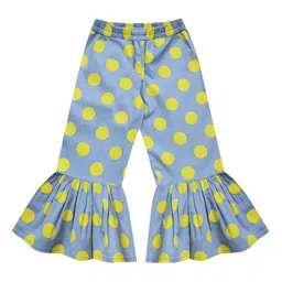 A T U N Girls Blue Polka Dots Printed Trousers With Ruffles-image-49