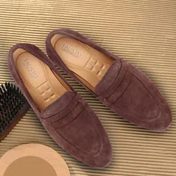 FAUSTO Men Textured Round Toe Penny Loafers-53